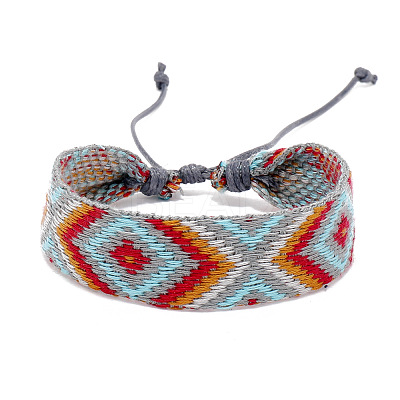 Cotton Braided Rhombus Cord Bracelet with Wax Ropes PW-WG62422-02-1