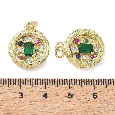 Brass Micro Pave Cubic Zirconia Pendants KK-F930-24B-G-1