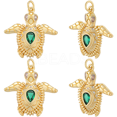 8Pcs Brass Micro Pave Cubic Zirconia Pendants KK-BBC0018-75-1