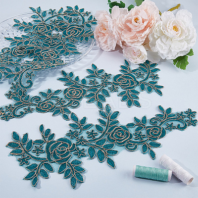 Flower Polyester Embroidery Lace Appliques DIY-WH20011-03B-1