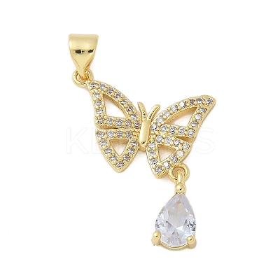 Brass Micro Pave Cubic Zirconia Pendants KK-P293-17G-1