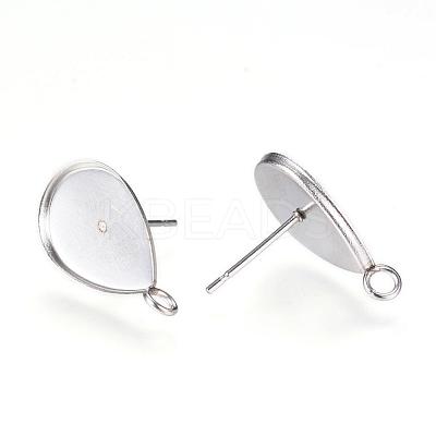 Non-Tarnish 304 Stainless Steel Stud Earring Settings MAK-R012-05-1