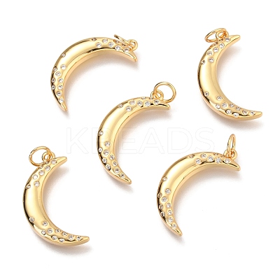 Brass Micro Pave Clear Cubic Zirconia Pendants ZIRC-O036-45G-1
