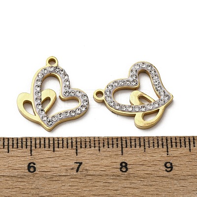 304 Stainless Steel Clay Rhinestone Pendants STAS-P406-17H-G-1