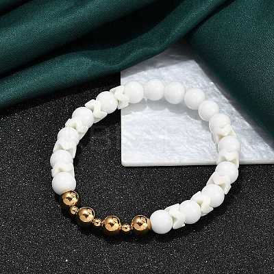 Ion Plating(IP) 304 Stainless Steel & Round Glass Beaded Stretch Bracelets for Women Men BJEW-M046-05G-1