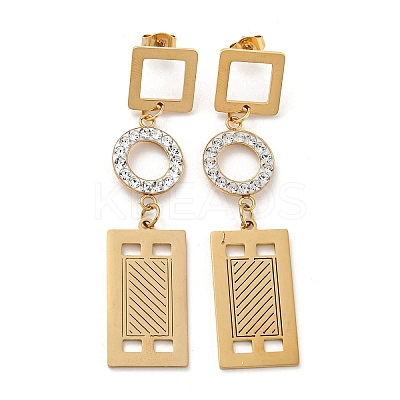 Ion Plating(IP) Golden 304 Stainless Steel Geometry Dangle Stud Earrings EJEW-D083-10E-G-1