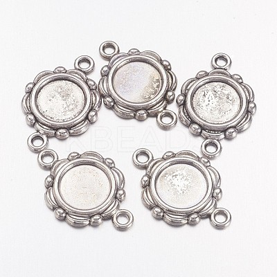 Tibetan Style Link Cabochon Bezel Settings TIBEP-0578-S-FF-1