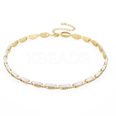 Brass Micro Pave Cubic Zirconia Link Tennis Necklaces for Women NJEW-T013-01G-08-1