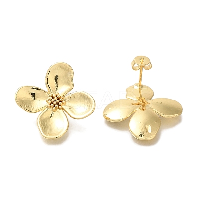 Rack Plating Flower Brass Stud Earrings EJEW-H016-26G-1