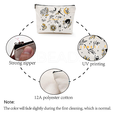 Polycotton Tarot Themed Printed Canvas Storage Bags ABAG-WH0029-137-1