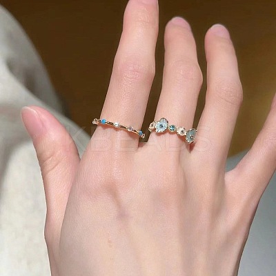 Alloy Enamel with Rhinestone Cuff Open Rings for Women FS-WGC14BE-01-1