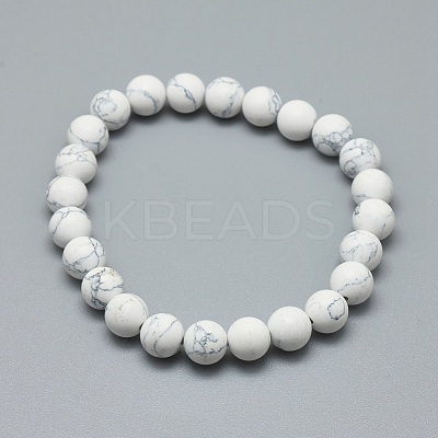 Synthetic Turquoise Jasper Bead Stretch Bracelets X-BJEW-K212-A-009-1