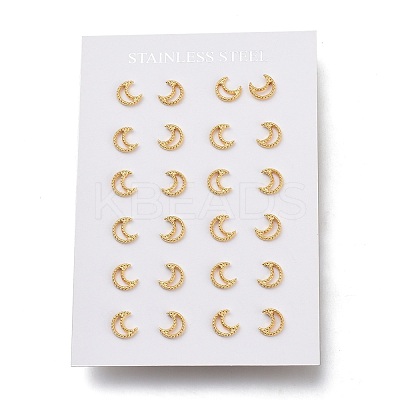 304 Stainless Steel Crescent Moon Stud Earrings EJEW-H100-06A-G-1