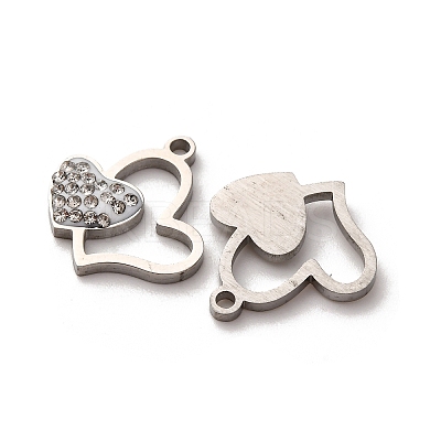 304 Stainless Steel Clay Rhinestone Pendants STAS-P406-17G-P-1