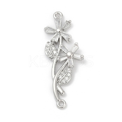 Brass Clear Cubic Zirconia Connector Charms LS-KK-Z094-06P-03-1