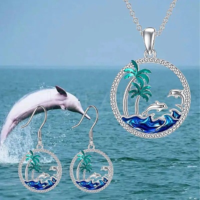 Alloy Pendant Necklaces & Stud Dangle Earrings Sets FS-WG60DFE-06-1