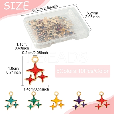 50Pcs 5 Colors Alloy Enamel Pendants ENAM-FS0002-30-1