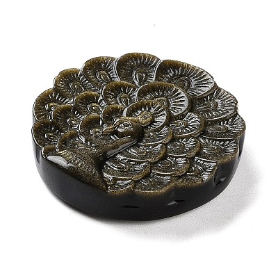 Natural Golden Sheen Obsidian Carved Pendants G-G098-05-1