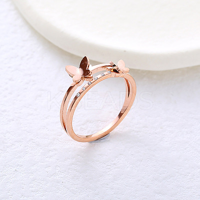 304 Stainless Steel with Rhinestone Finger Rings for Women LS-VL8441-8-1