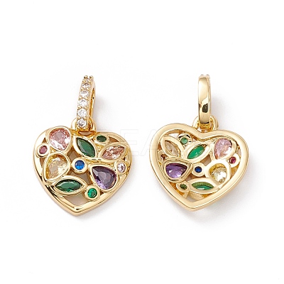 Rack Plating Brass Micro Pave Colorful Cubic Zirconia Pendants ZIRC-C040-16G-1