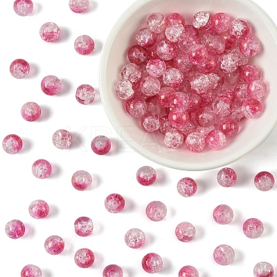 100Pcs Transparent Spray Painted Crackle Glass Beads GLAA-YW0005-15D-1