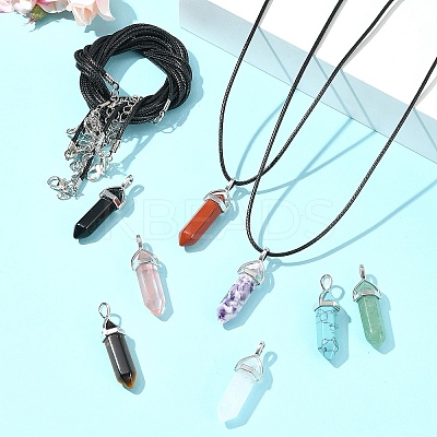 DIY Natural & Synthetic Gemstone & Waxed Cord Necklace Making Kits DIY-FS0008-04B-1