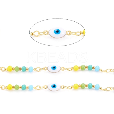 Handmade Brass Enamel Link Chain CHC-D031-09G-1
