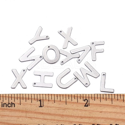 Tarnish Resistant 201 Stainless Steel Letter Charms STAS-S036-M-1