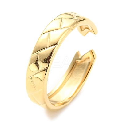 304 Stainless Steel Grooved Open Cuff Ring for Women RJEW-C016-27G-1