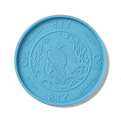 Tarot Theme DIY Flat Round Divination Coaster Food Grade Silicone Molds DIY-G083-02A-1