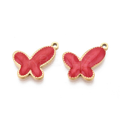 304 Stainless Steel & Enamel Butterfly Pendants STAS-T073-15A-1