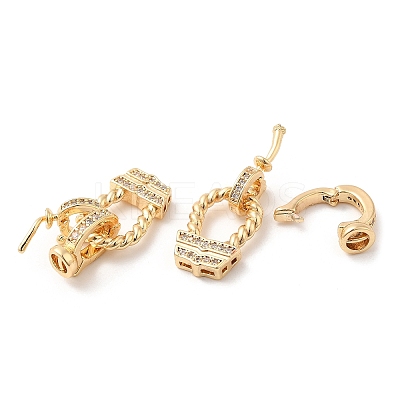 Brass Micro Pave Clear Cubic Zirconia Fold Over Clasps KK-F860-50G-1