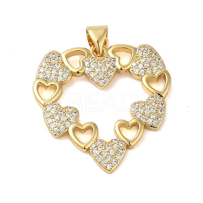 Rack Plating Brass & Clear Cubic Zirconia Pendants KK-S372-27G-1