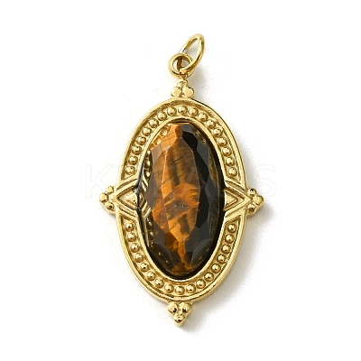 Faceted Natural Tiger Eye Pendants FIND-Z028-40C-1