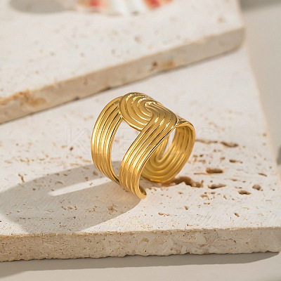 Adjustable 304 Stainless Steel Open Cuff Rings for Women NR2128-1
