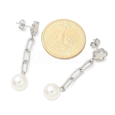 304 Stainless Steel Flower Dangle Stud Earrings EJEW-C096-54P-1