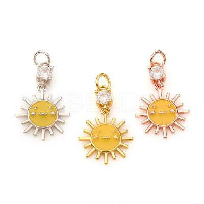 Brass Micro Pave Cubic Zirconia Pendants KK-I672-23-1