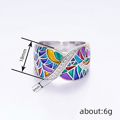 Ethnic Style Brass Micro Pave Cubic Zirconia and Enamel Finger Rings FS-WG810B2-03-1
