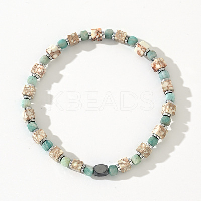 Natural Mixed Gemstone Beads Stretch Bracelets for Men RE8407-1