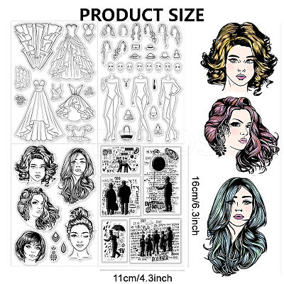 4Pcs 4 Styles Human PVC Plastic Clear Stamps DIY-CA0006-64H-1