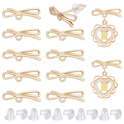 10Pcs Brass Bowknot Stud Earring Findings KK-BC0011-06-1