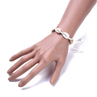 Adjustable Cowrie Shell Braided Bead Bracelets BJEW-JB04271-1