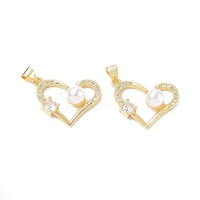 Eco-friendly Rack Plating Brass Micro Pave Cubic Zirconia Pendants KK-F845-43G-1