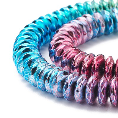 Rainbow Color Electroplate Non-magnetic Synthetic Hematite Beads Strands G-L489-F03-1