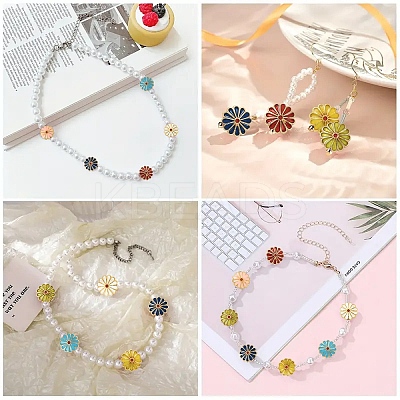 35Pcs 7 Colors Alloy Enamel Beads ENAM-YW0008-16-1