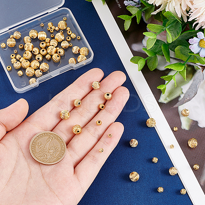80Pcs 4 Style Brass Groove Bead KK-PH0005-08-1