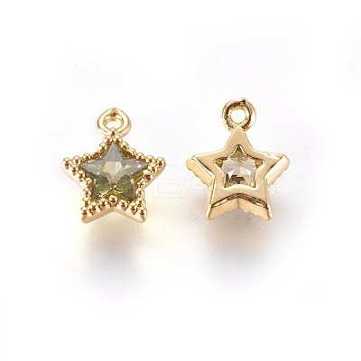 Golden Tone Brass Micro Pave Cubic Zirconia Charms ZIRC-L075-13-1