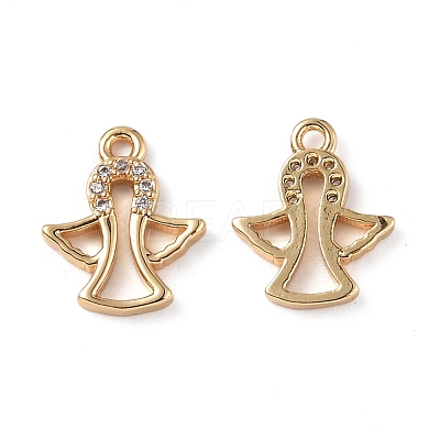 Brass Micro Pave Clear Cubic Zirconia Charms KK-E068-VF260-1