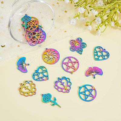 28Pcs 7 Style 304 Stainless Steel Pendants STAS-FH0001-71-1