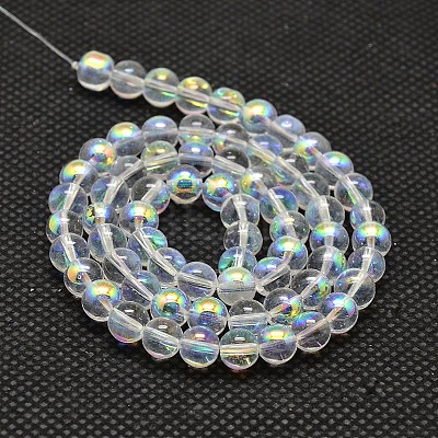 Imitate Austrian Crystal Electroplate Glass Round Bead Strands X-GLAA-F030-6mm-B01-1